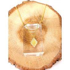 Ασημένιο κολιέ - επίχρυσο ΙΝΚΑ σε ρόμβο με ζιργκόν (SN209)